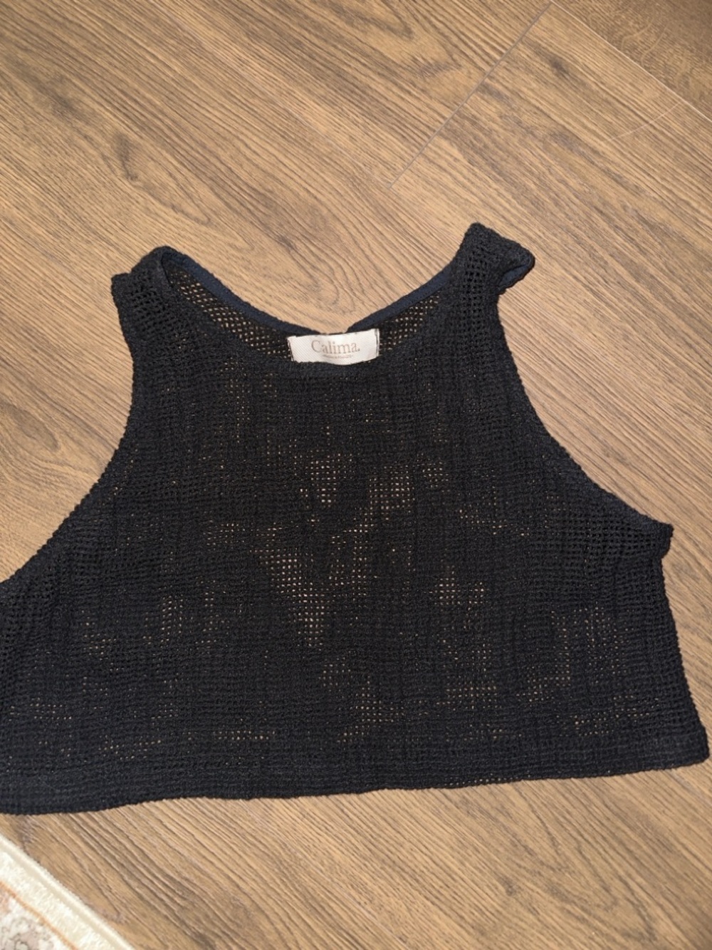 Black Cropped Knit Tank Top
